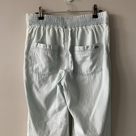 PrAna Podium Wide Leg Drawcord Mid Rise Casual Pull On Pants Light Blue Small - Picture 4 of 9